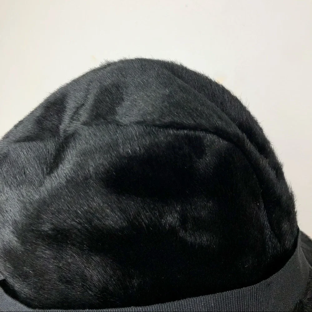 GUCCI Black Leather Fur Bucket GG Logo Hat M - Picture 8 of 16